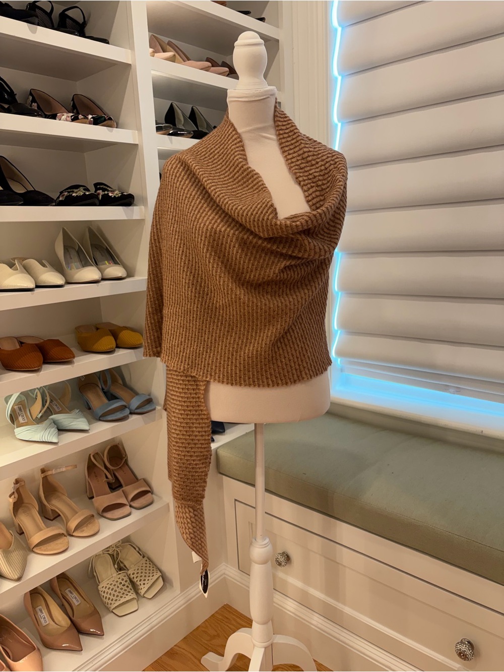 Portolano Camel Knit Wrap Shawl